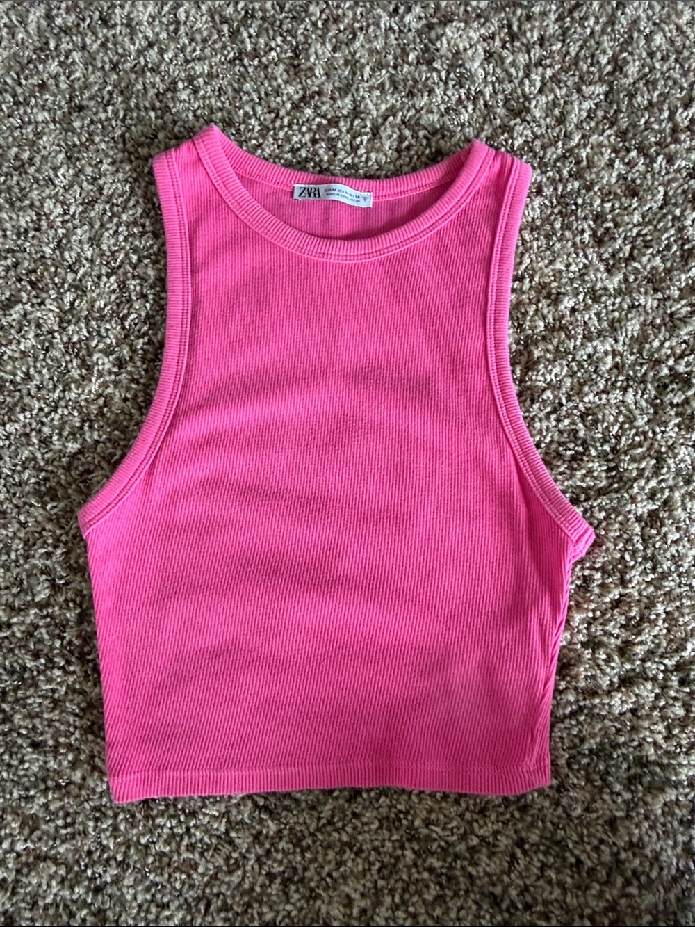 Zara Bright Pink Ribbed Tank Top